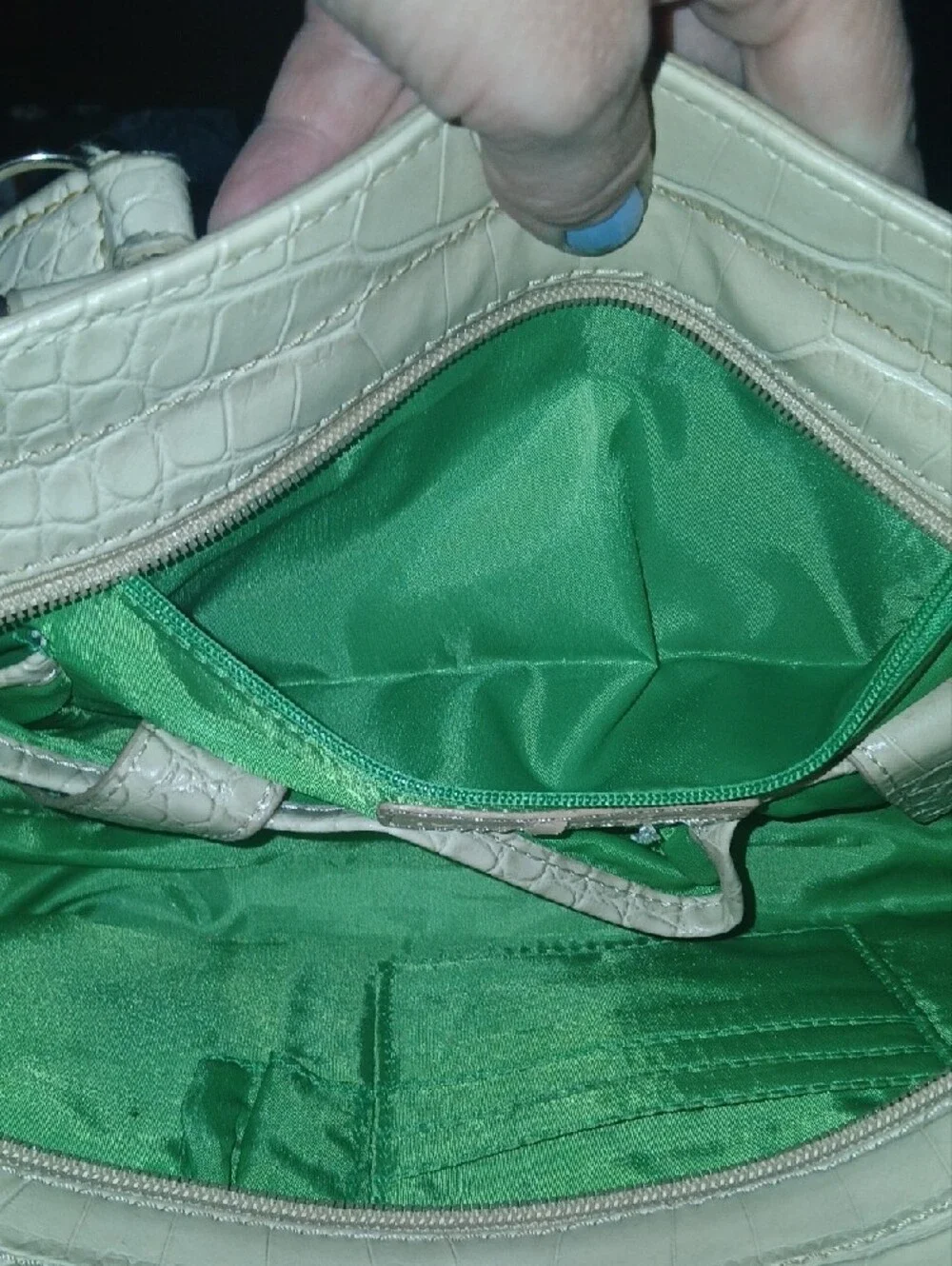Tommy Hilfiger Y2K Vintage Cream Croc-Embossed Leather Shoulder Bag